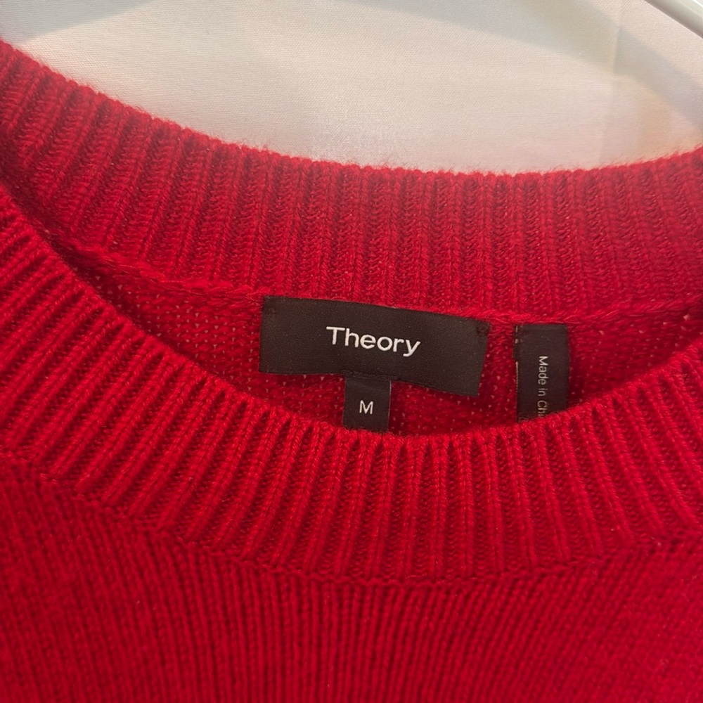 Theory 100% Cashmere Sweater – Red Crewneck – Size Medium